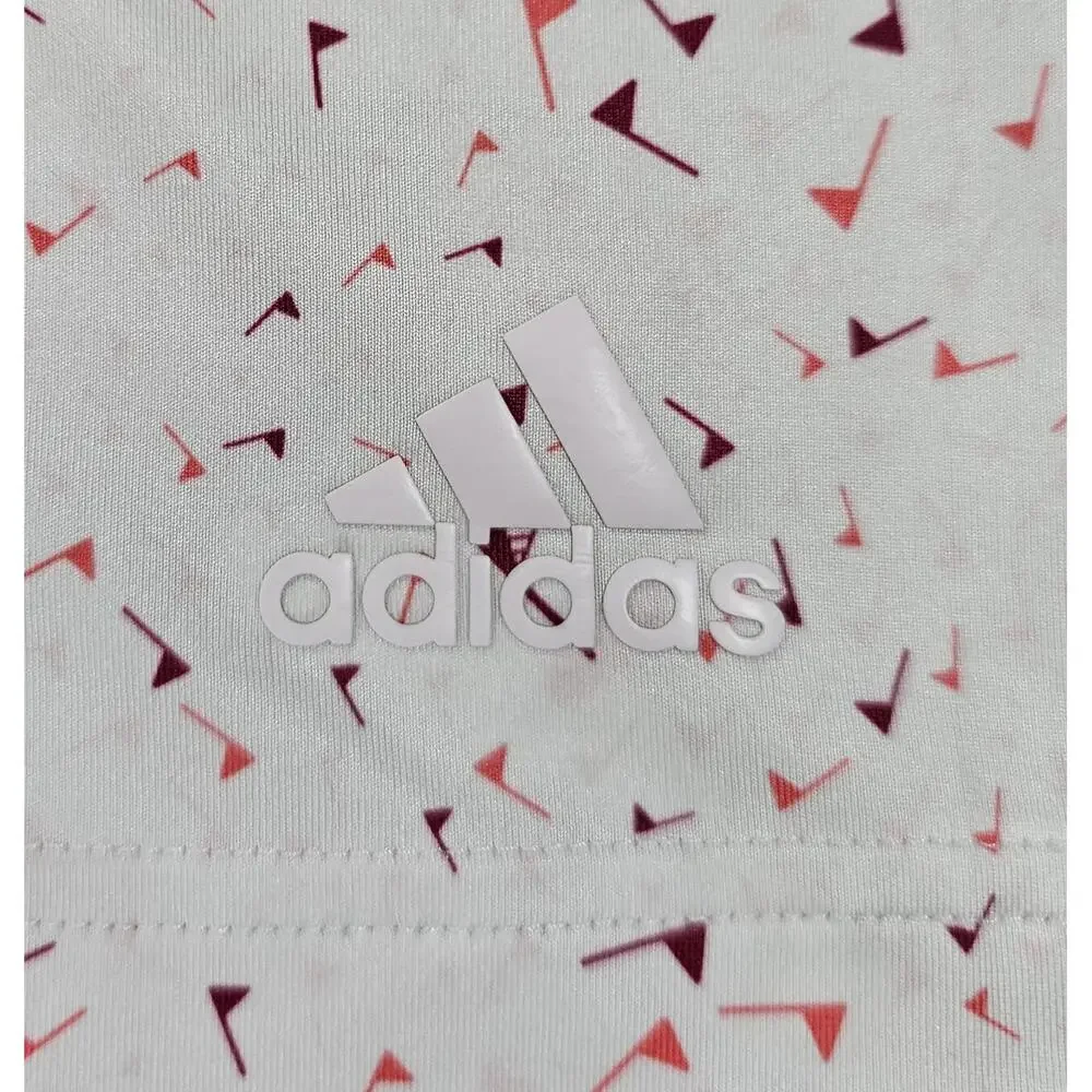 Adidas Primeblue Golf Polo XL White Burgundy Red Flag Print Parley Globe - Picture 8 of 9